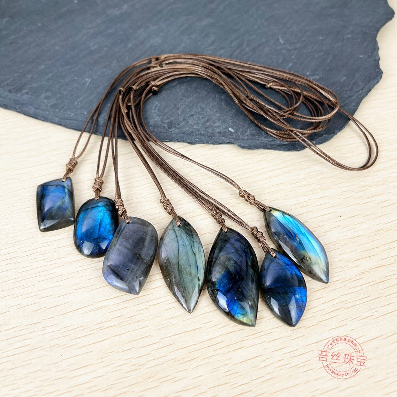 Wholesale Natural Crystal Elongated Stone Raw Stone Polished Semi Precious Stone Necklace